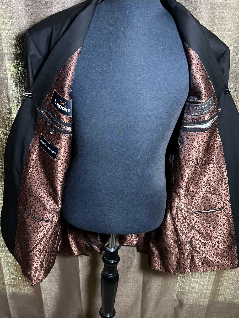 Vitale Barberis Canonico Revenge Brown Paisley Lined Wool Men’s Blazer 48L